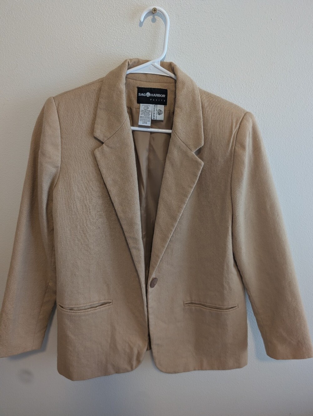 Vintage Sag Harbor Petite Camel 100% Wool Blazer 8P